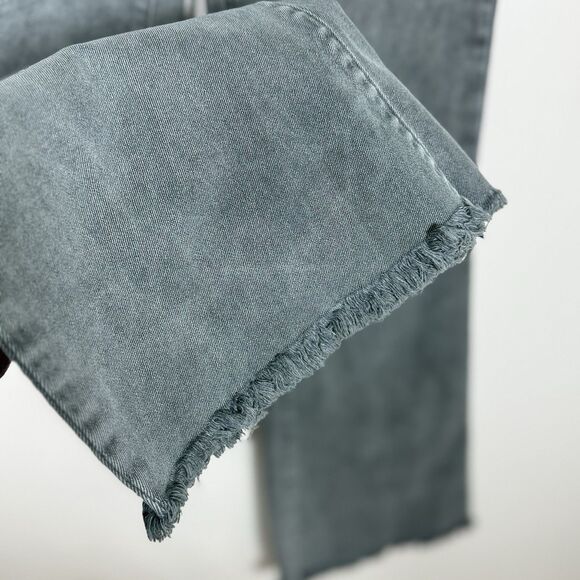 Zenana Flare Jeans Womens M Stretch Raw Hem Gray Denim Neutral Casual Boho - Picture 4 of 10